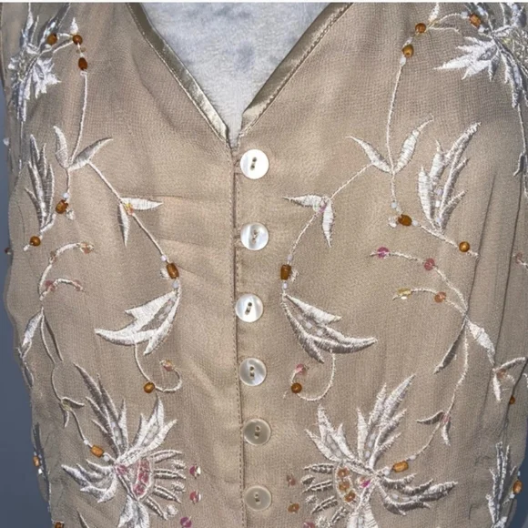 By Together Beaded Button Front Embroidered Floral Maxi Dress Size 16 NWT - Picture 7 of 10